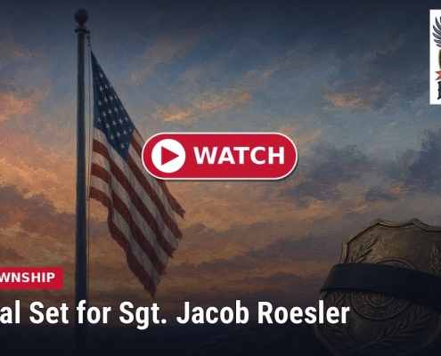 Fostoria News American flag at half-mast during funeral for Sgt. Jacob Roesler.